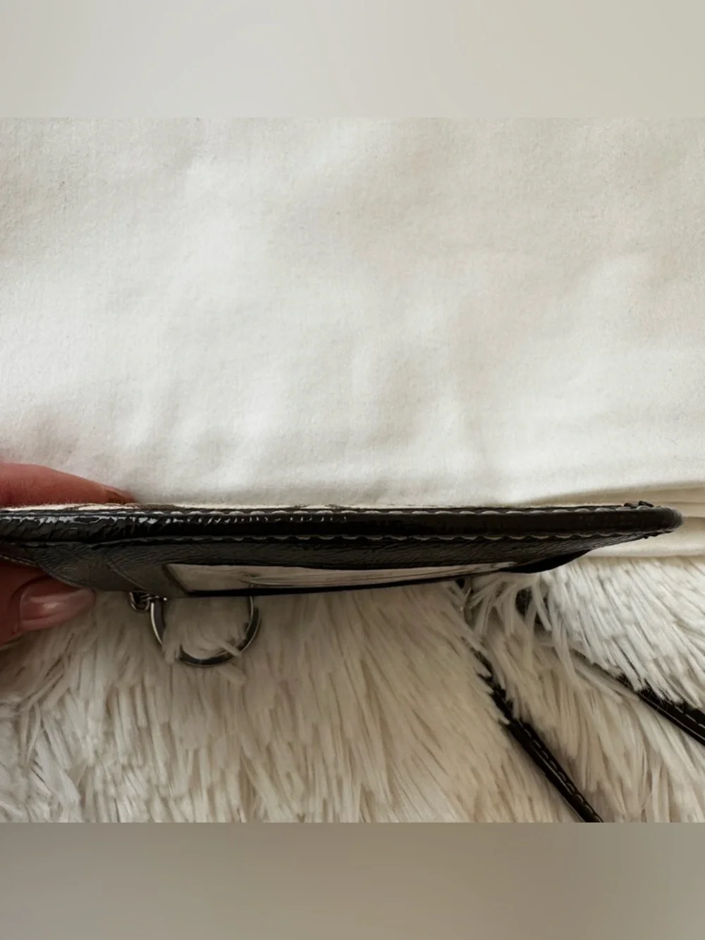 Coach Signature Brown Tan Mini Skinny Canvas ID Wristlet Cardholder